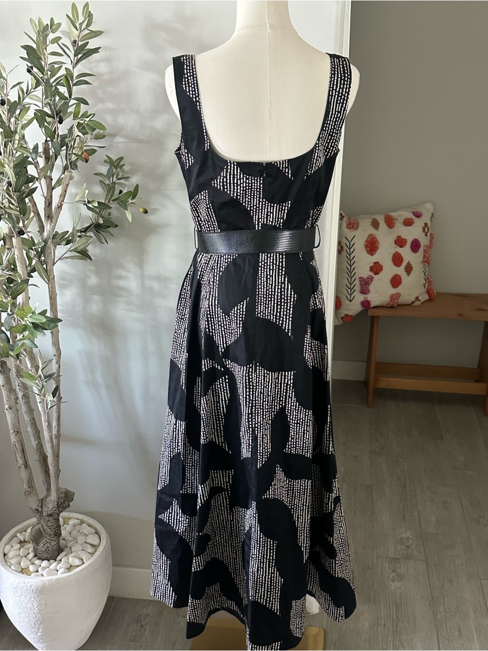 Donna Karan New York Floral Stretch Cotton Midi Dress with Pockets New! - Picture 11 of 13